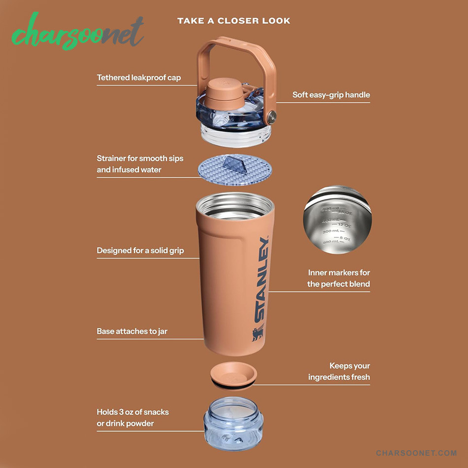 شیکر استنلی اکتیویت 591 میلی لیتری Stanley Activate  Shaker Bottle سفید