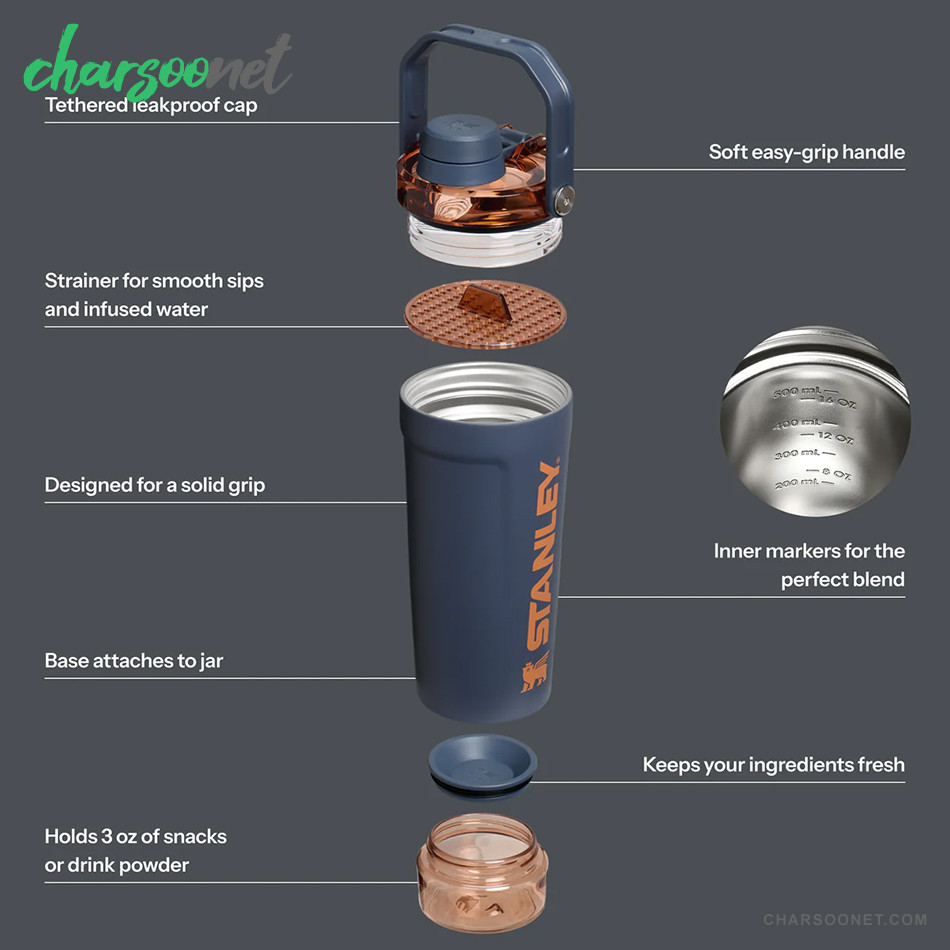 شیکر استنلی اکتیویت 591 میلی لیتری Stanley Activate  Shaker Bottle خاکستری