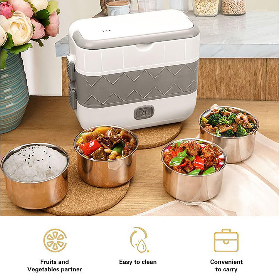 لانچ باکس برقی ۲ لیتری دوطبقه 200وات Cooking Lunch Box 4 liner