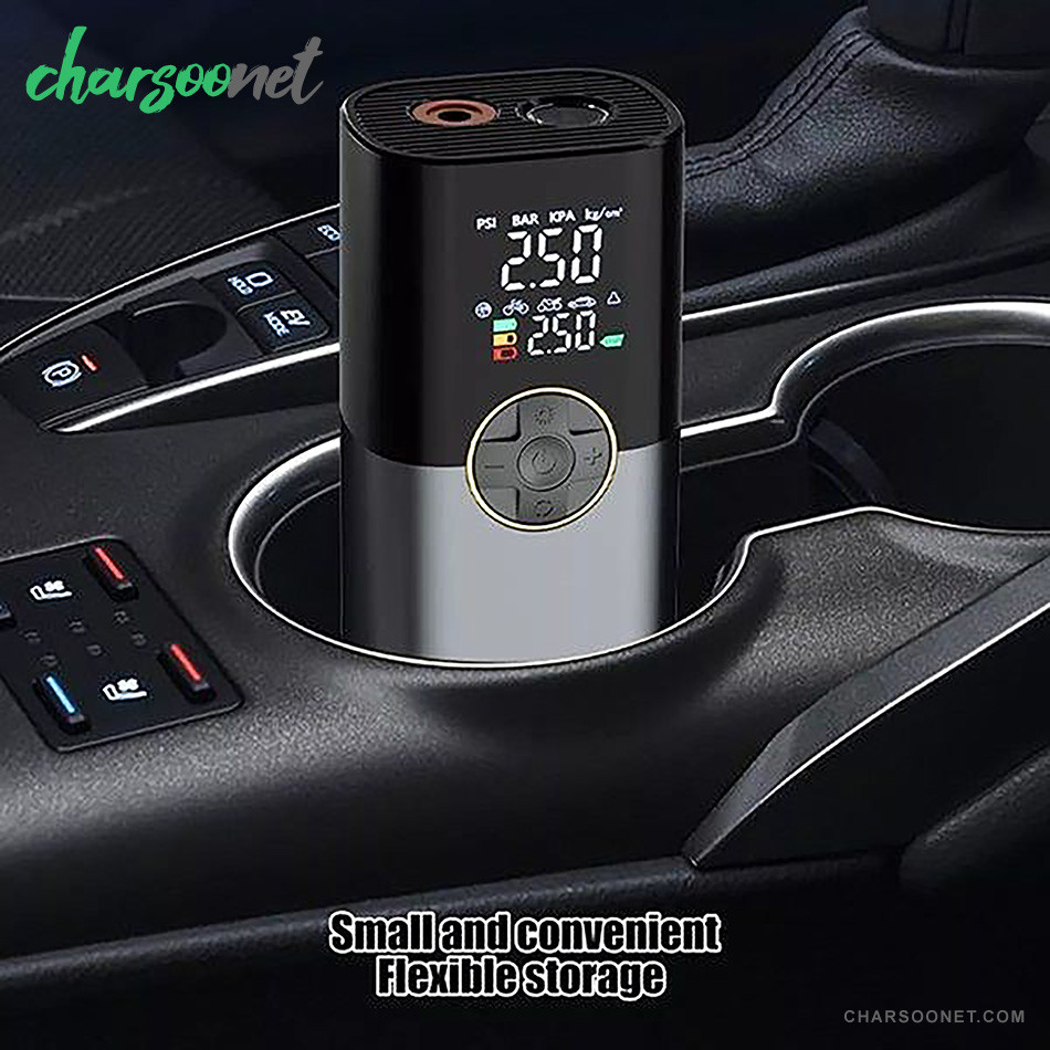 پمپ باد شارژی خودرو 70 وات مدل CX-616 دیجیتال قابل حمل