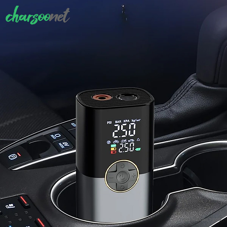 پمپ باد شارژی خودرو 70 وات مدل CX-616 دیجیتال قابل حمل
