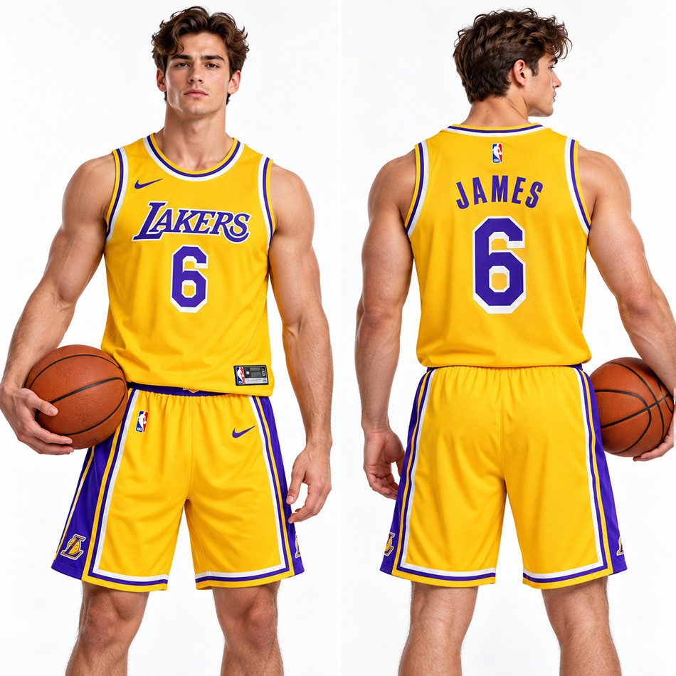 ست رکابی و شلوارک بسکتبال لیکرز Lakers وارداتی