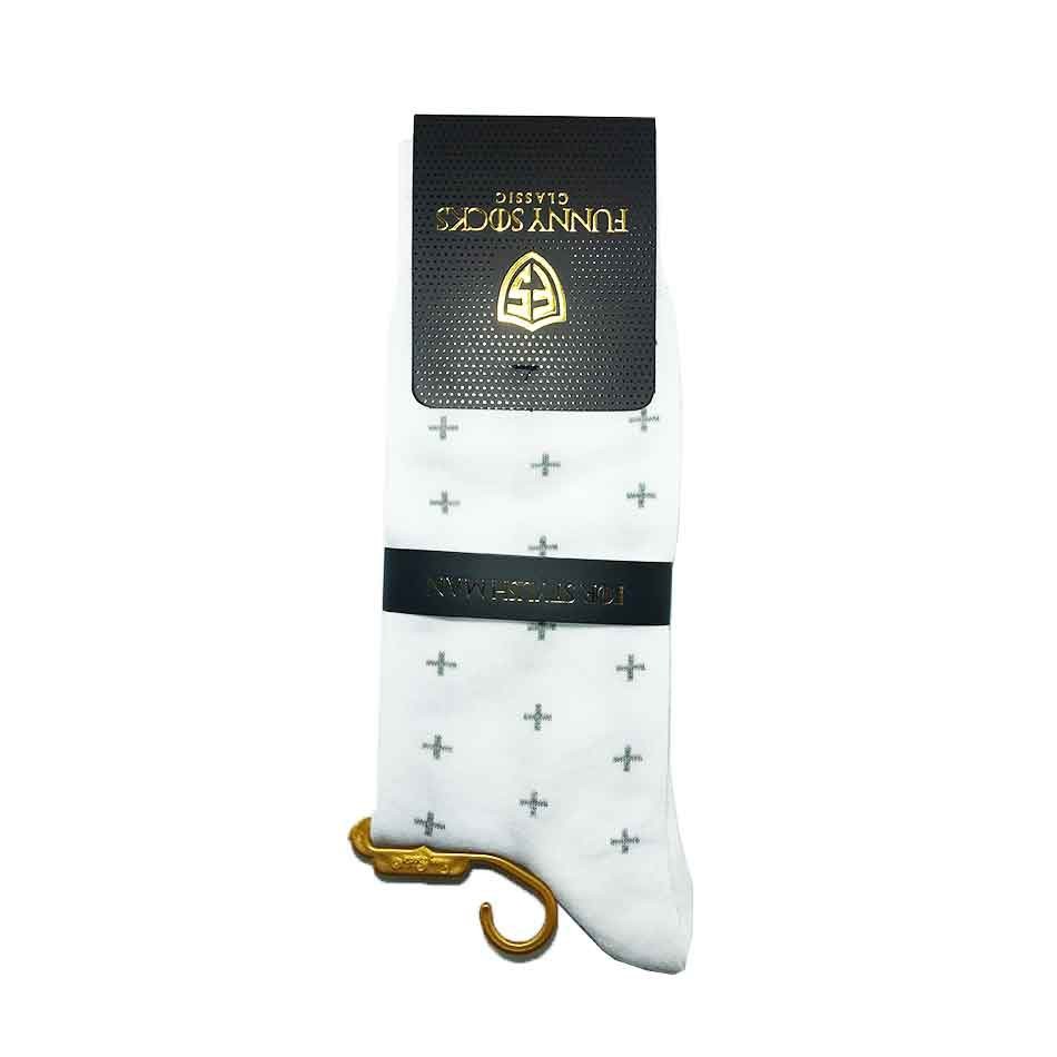 جوراب پسرانه ساقدار فانی سفید مدل کلاسیک Funny Socks