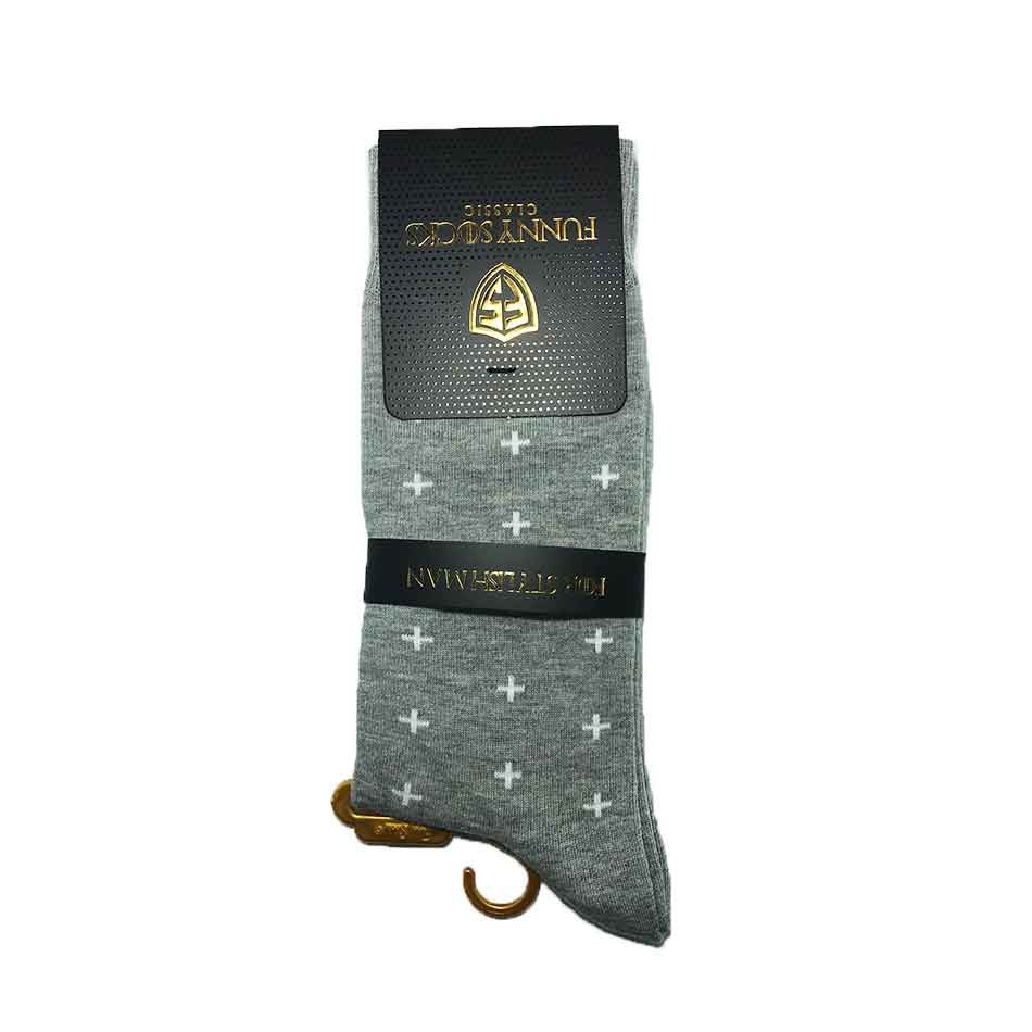 جوراب ساقدار مردانه طوسی مدل کلاسیک فانی Funny Socks
