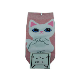 جوراب زنانه فانتزی طرح حیوان رنگ کرم