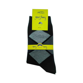 جوراب نخی دخترانه فانی ساکس طرح خشت رنگ مشکی