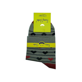 جوراب ساق کوتاه نسکافه ای فانی ساکس طرح قلبی