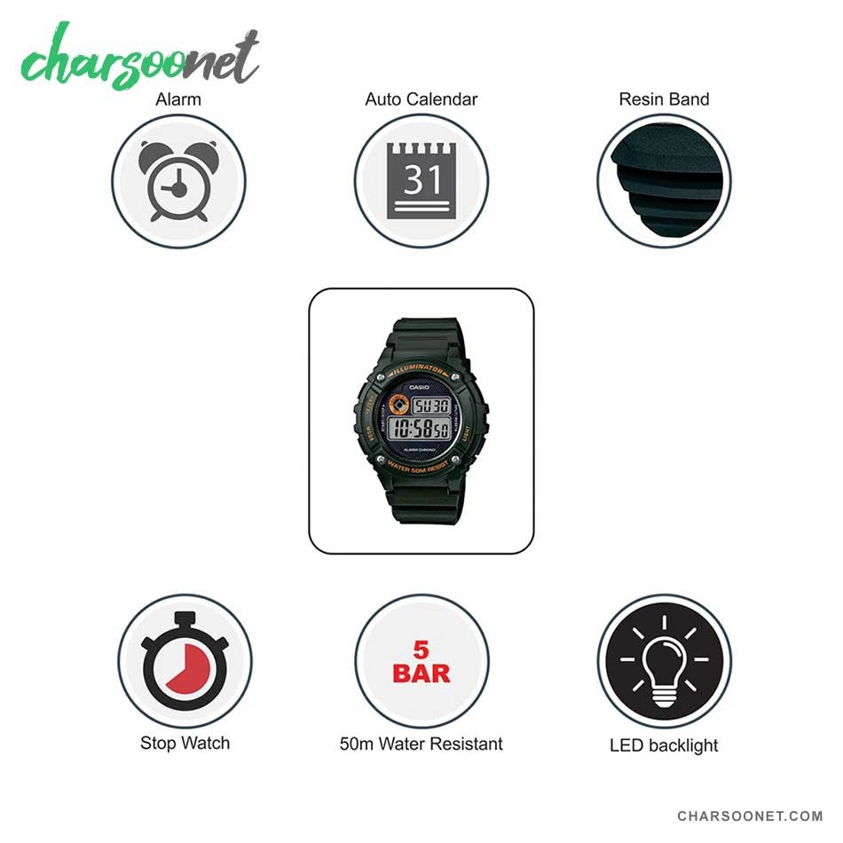 ساعت دیجیتالی مردانه کاسیو سری جنرال Casio W-216H-3BVDF