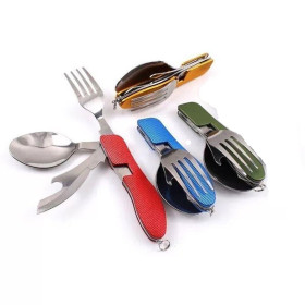 ست قاشق و چنگال و چاقوی سفری تاشو