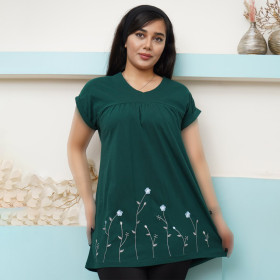 تونیک زنانه یقه گرد نخ پنبه فری سایز 44-46