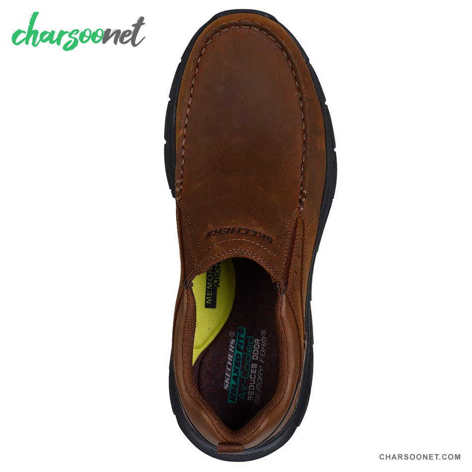 کفش روزمره چرمی مردانه اسکچرز Skechers Decklan-Aldred Slip-On