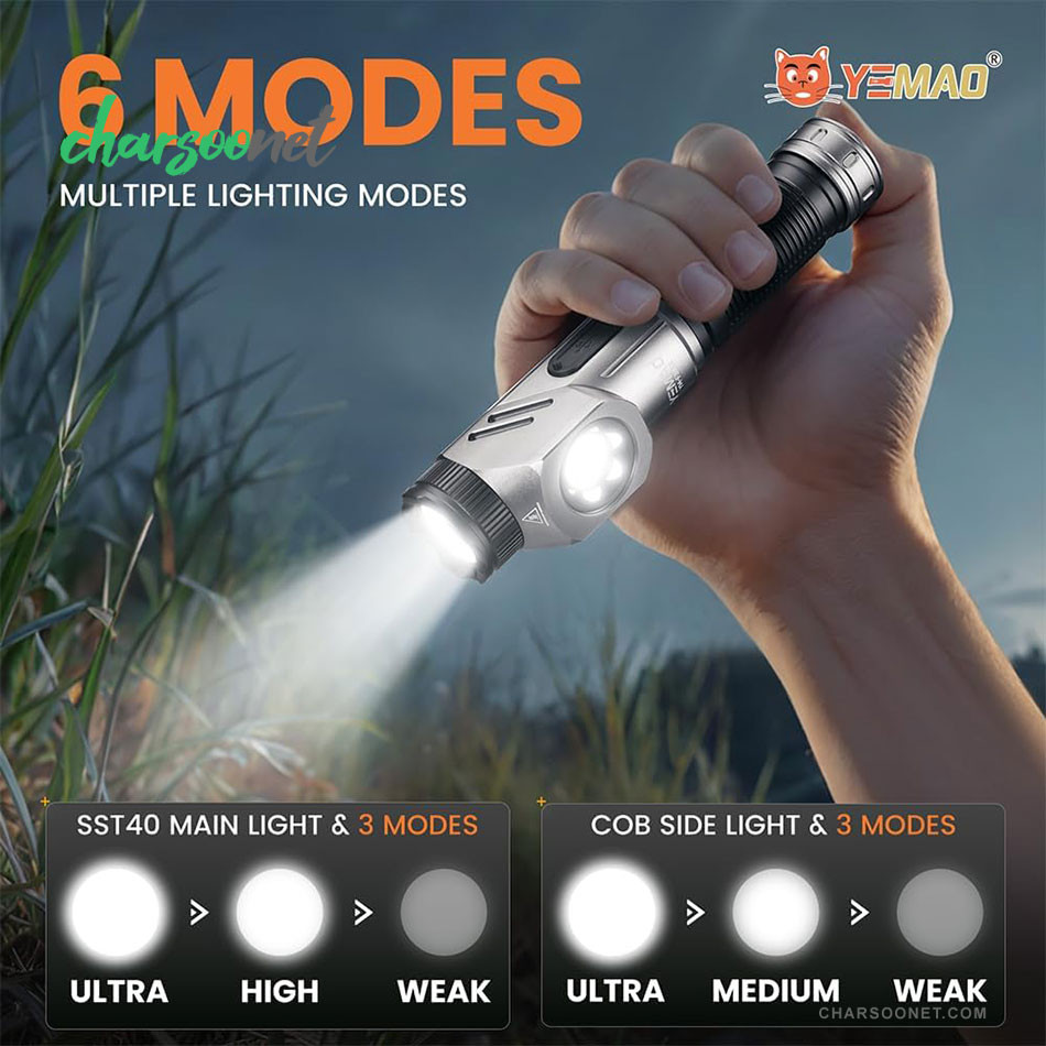چراغ قوه شارژی یامائو Yemao Rechargeable Tactical Flashlights