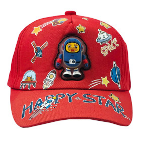 کلاه کپ پسرانه چراغ دار طرح Happy Star رنگ قرمز