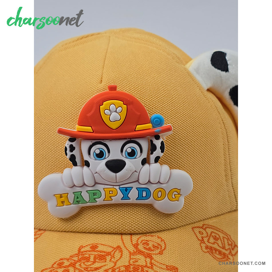 کلاه کپ بچگانه طرح Happy Dog رنگ لیمویی