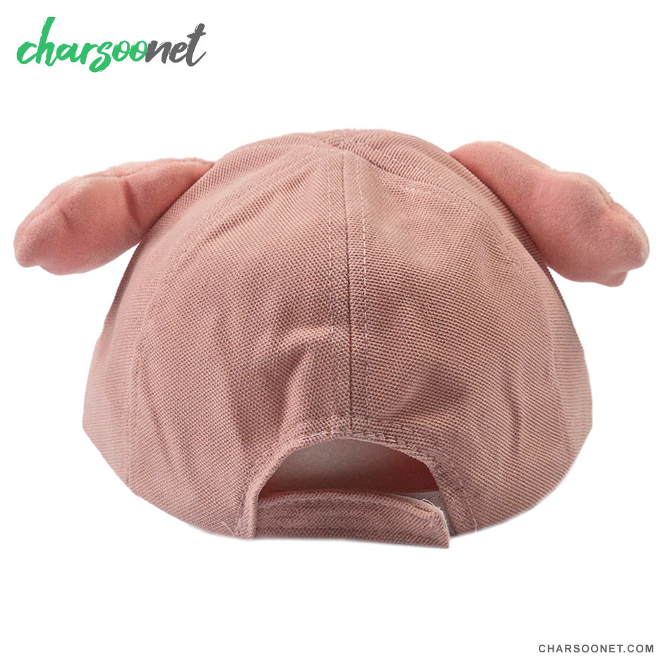 کلاه کپ بچگانه کتان طرح Happy Dog رنگ صورتی