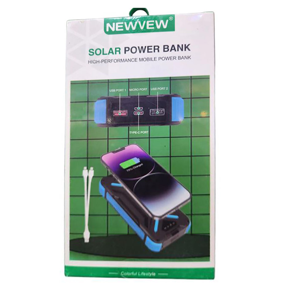 پاوربانک خورشیدی 20000 میلی آمپر Newvew