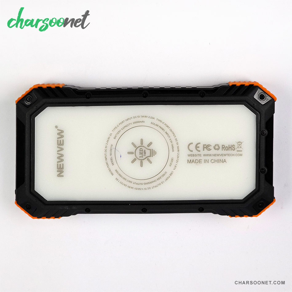 پاوربانک خورشیدی 20000 میلی آمپر Newvew