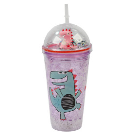 لیوان اسموتی نی دار درب جادویی گنبدی طرح دایناسور