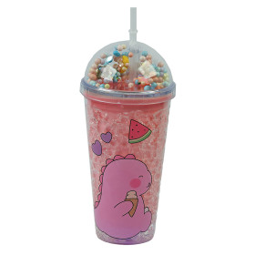 لیوان اسموتی نی دار درب جادویی گنبدی طرح دایناسور چراغ دار