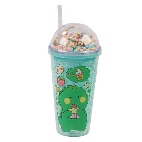 لیوان اسموتی نی دار درب جادویی گنبدی طرح دایناسور