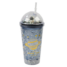 لیوان اسموتی نی دار درب جادویی گنبدی طرح فضانورد