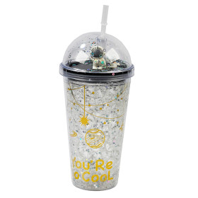 لیوان اسموتی نی دار درب جادویی گنبدی طرح فضانورد