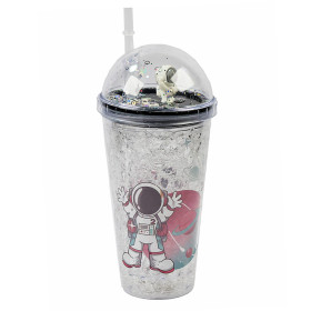 لیوان اسموتی نی دار درب جادویی گنبدی طرح فضانورد