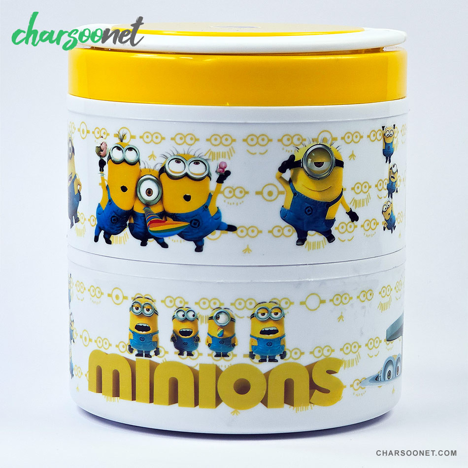 ظرف غذای کودک دو طبقه داخل استیل طرح مینیونها