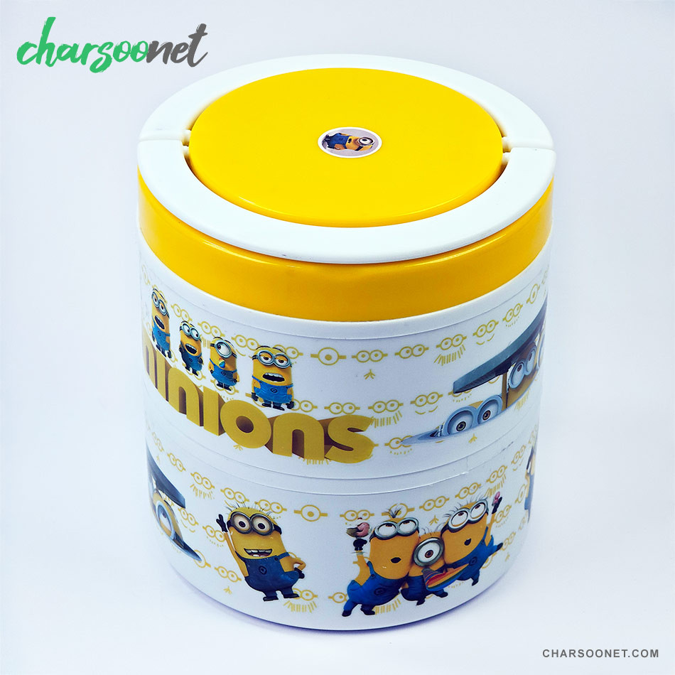 ظرف غذای کودک دو طبقه داخل استیل طرح مینیونها