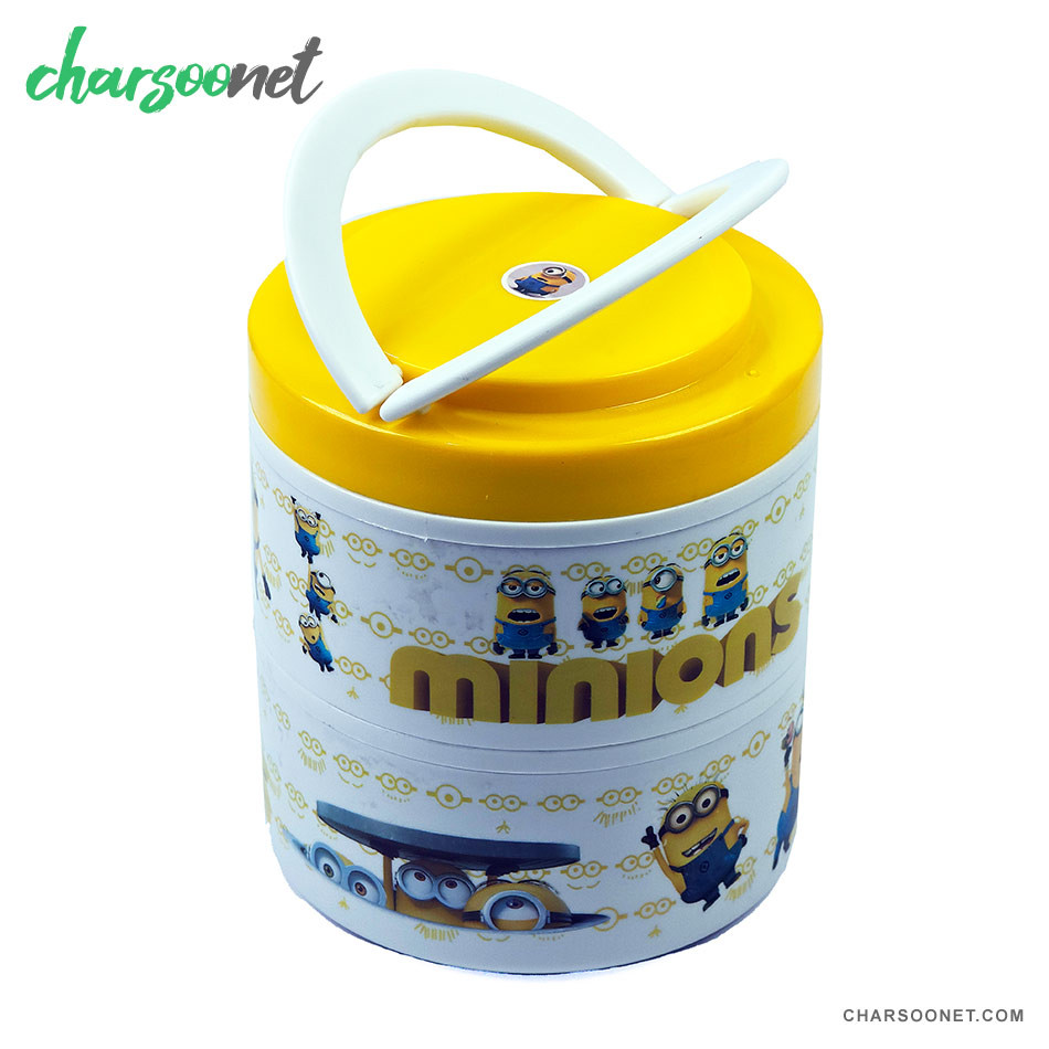 ظرف غذای کودک دو طبقه داخل استیل طرح مینیونها