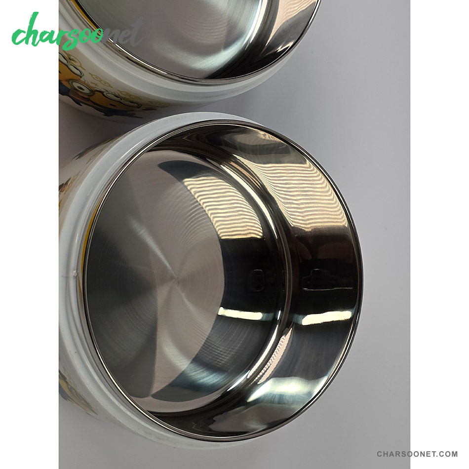 ظرف غذای کودک دو طبقه داخل استیل طرح مینیونها