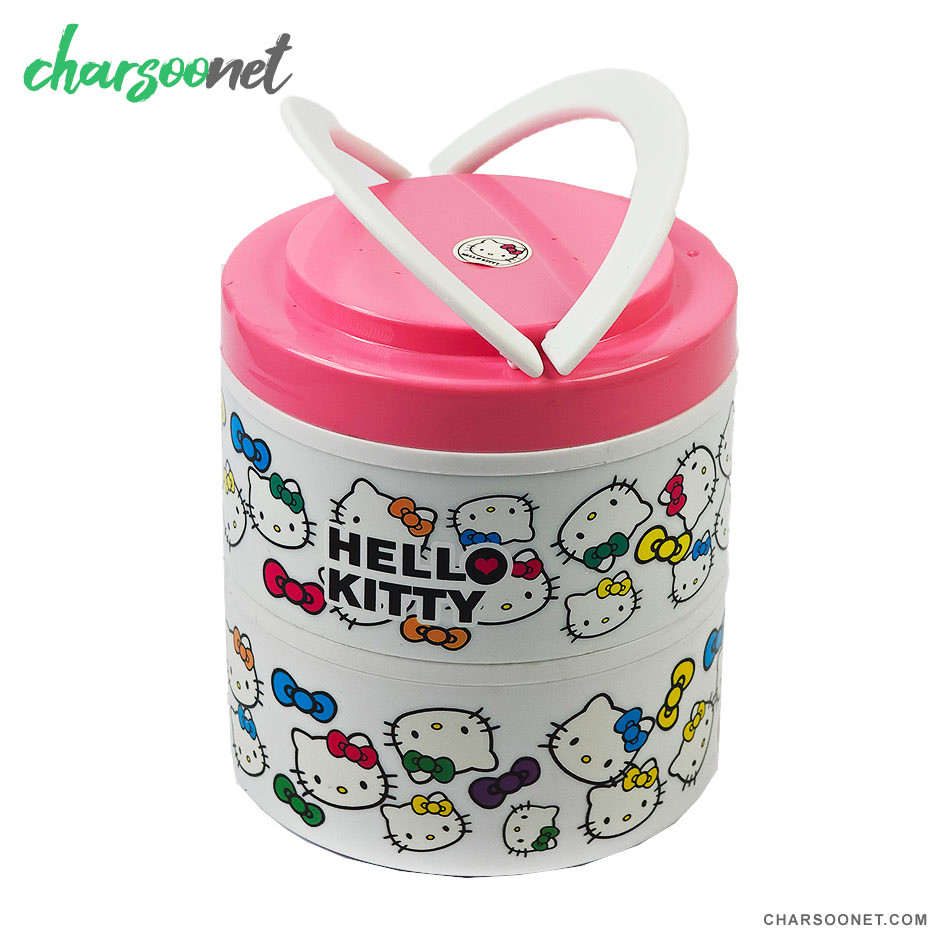 ظرف غذای کودک دو طبقه داخل استیل طرح کیتی