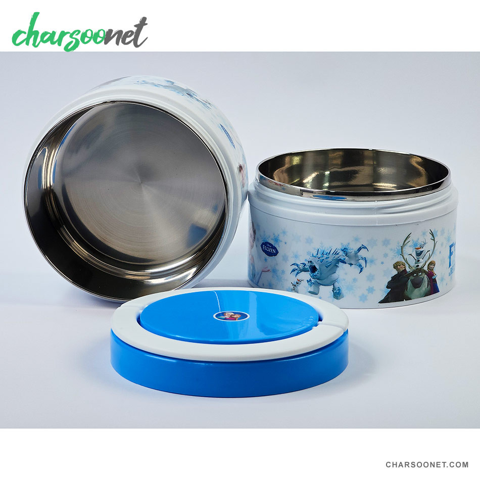 ظرف غذای کودک دو طبقه داخل استیل طرح فروزن