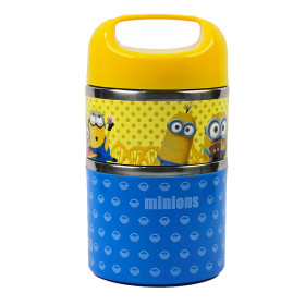 ظرف غذای کودک دو طبقه داخل استیل طرح مینیون
