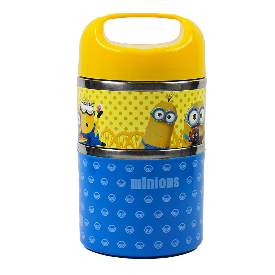 ظرف غذای کودک دو طبقه داخل استیل طرح مینیون