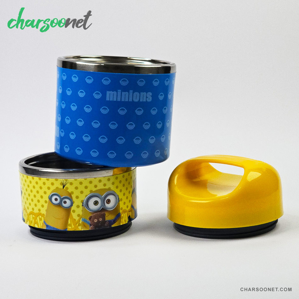 ظرف غذای کودک دو طبقه داخل استیل طرح مینیون