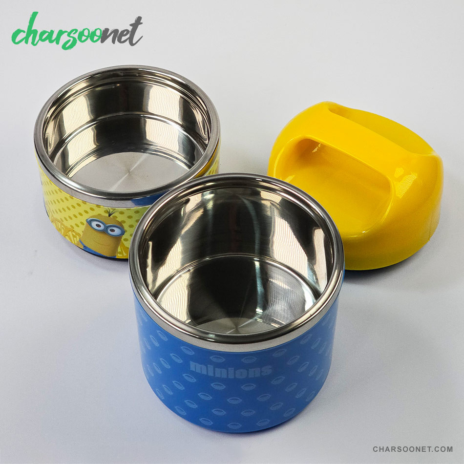 ظرف غذای کودک دو طبقه داخل استیل طرح مینیون