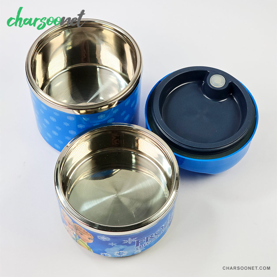 ظرف غذای کودک دو طبقه داخل استیل طرح فروزن