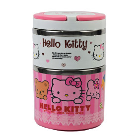 ظرف غذای کودک دو طبقه داخل استیل طرح کیتی