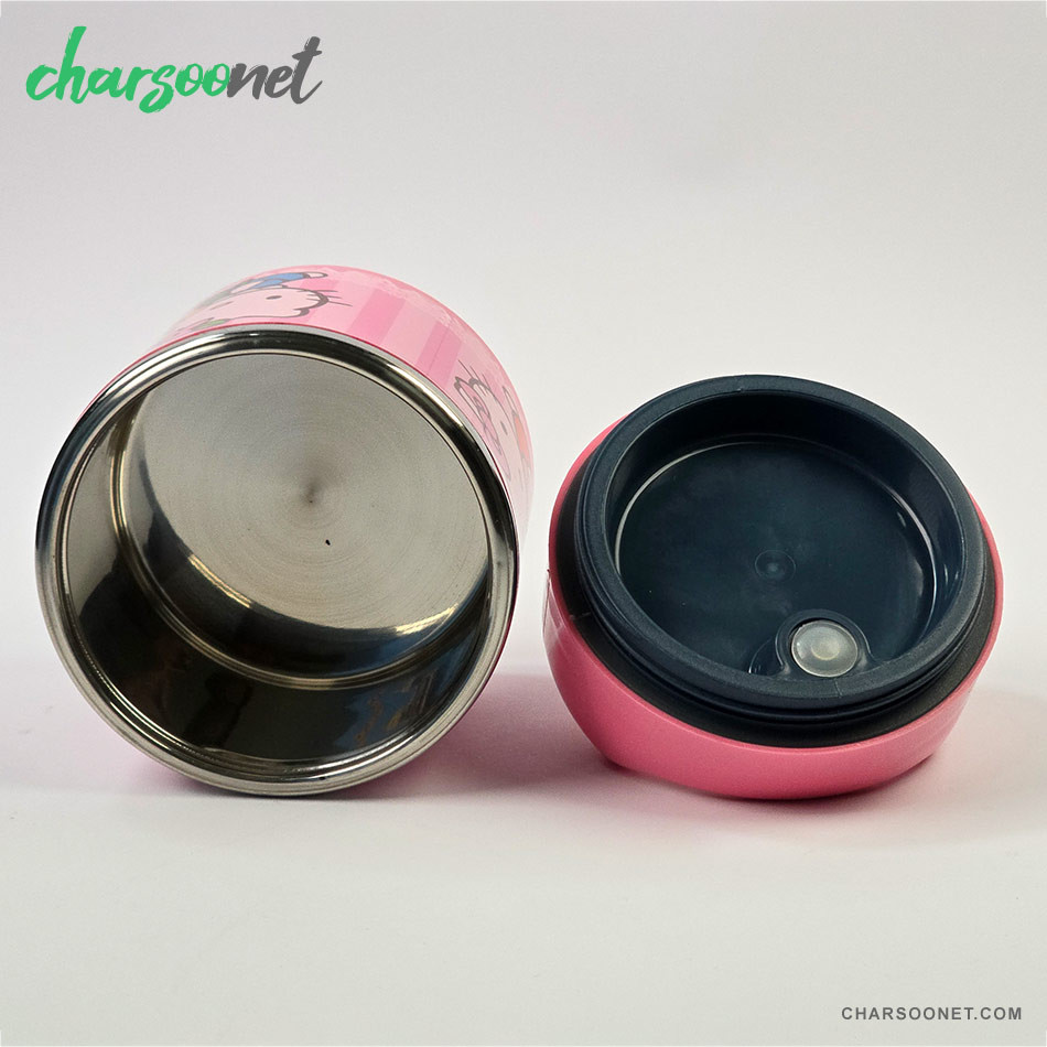 ظرف غذای استیل دسته دار طرح کیتی