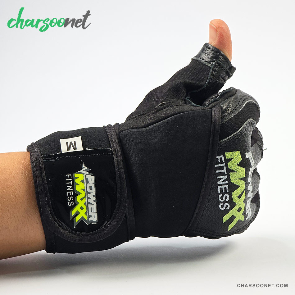 دستکش ورزشی نیم انگشتی مچدار Power Max