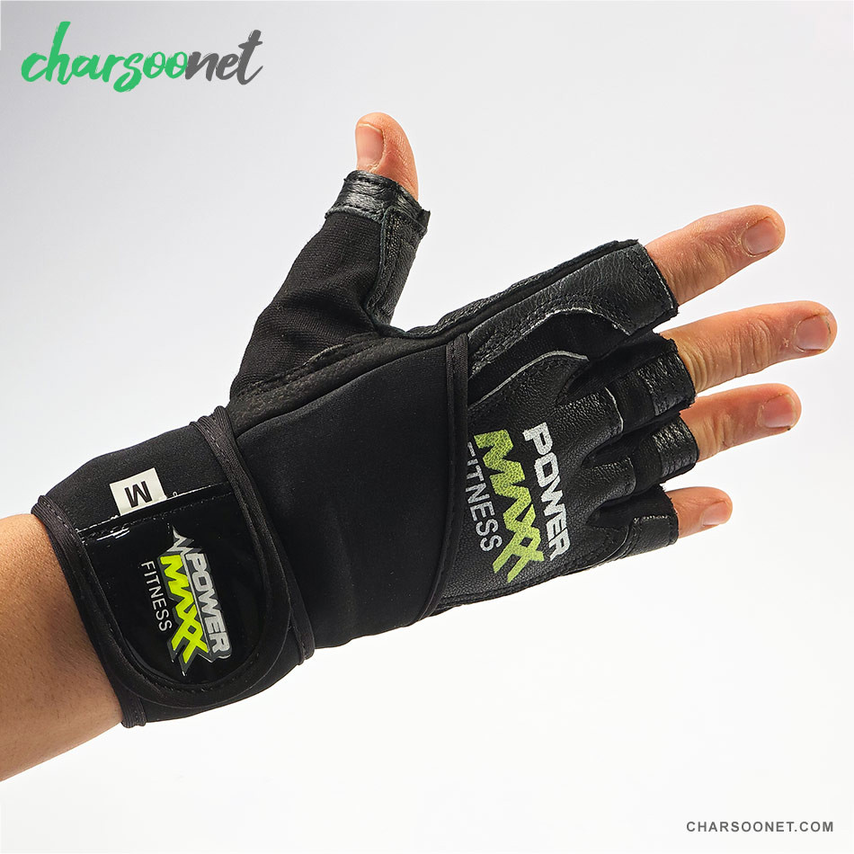 دستکش ورزشی نیم انگشتی مچدار Power Max