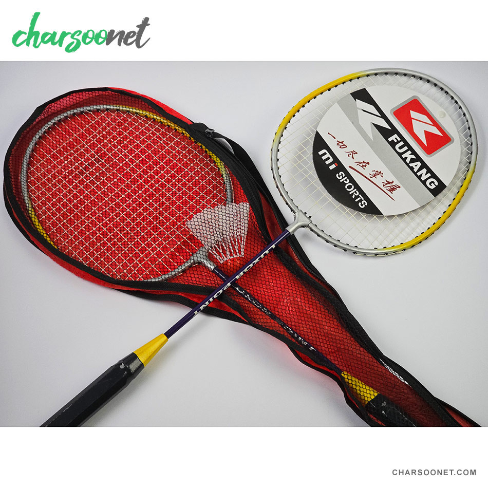 راکت بدمینتون حرفه ای دو عددی همراه کاور و توپ