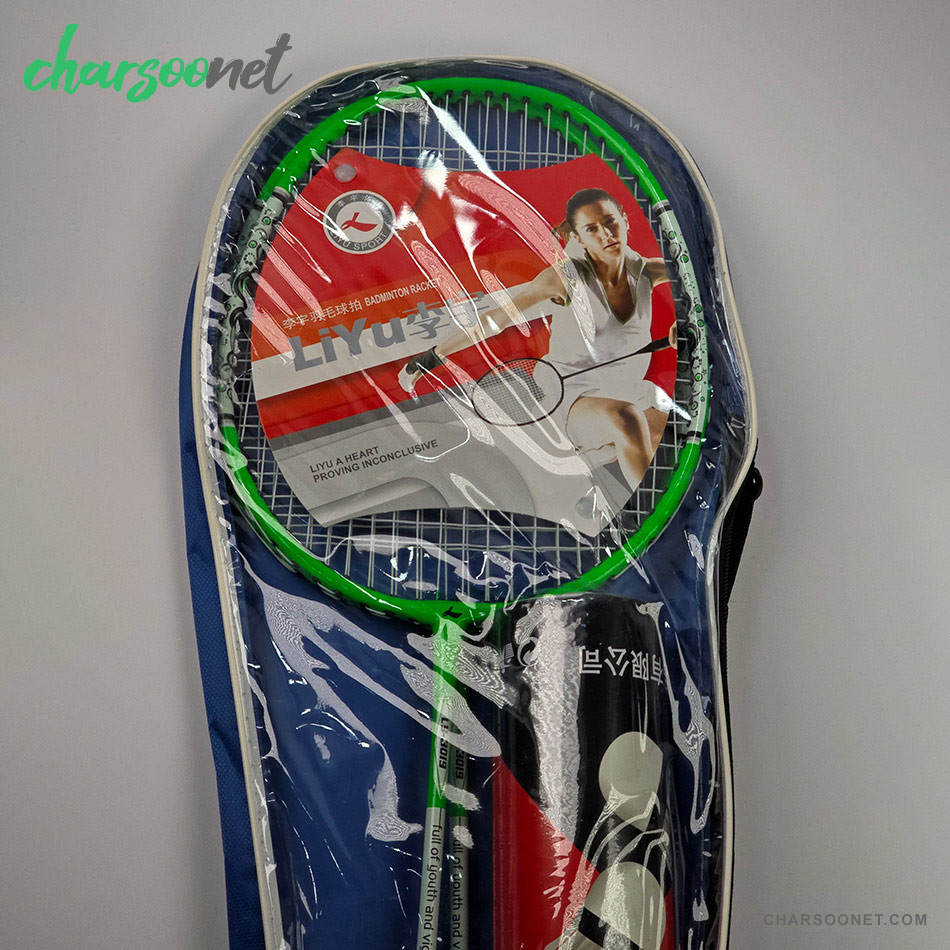 راکت بدمینتون دوعددی همراه کاور و 12عدد توپ