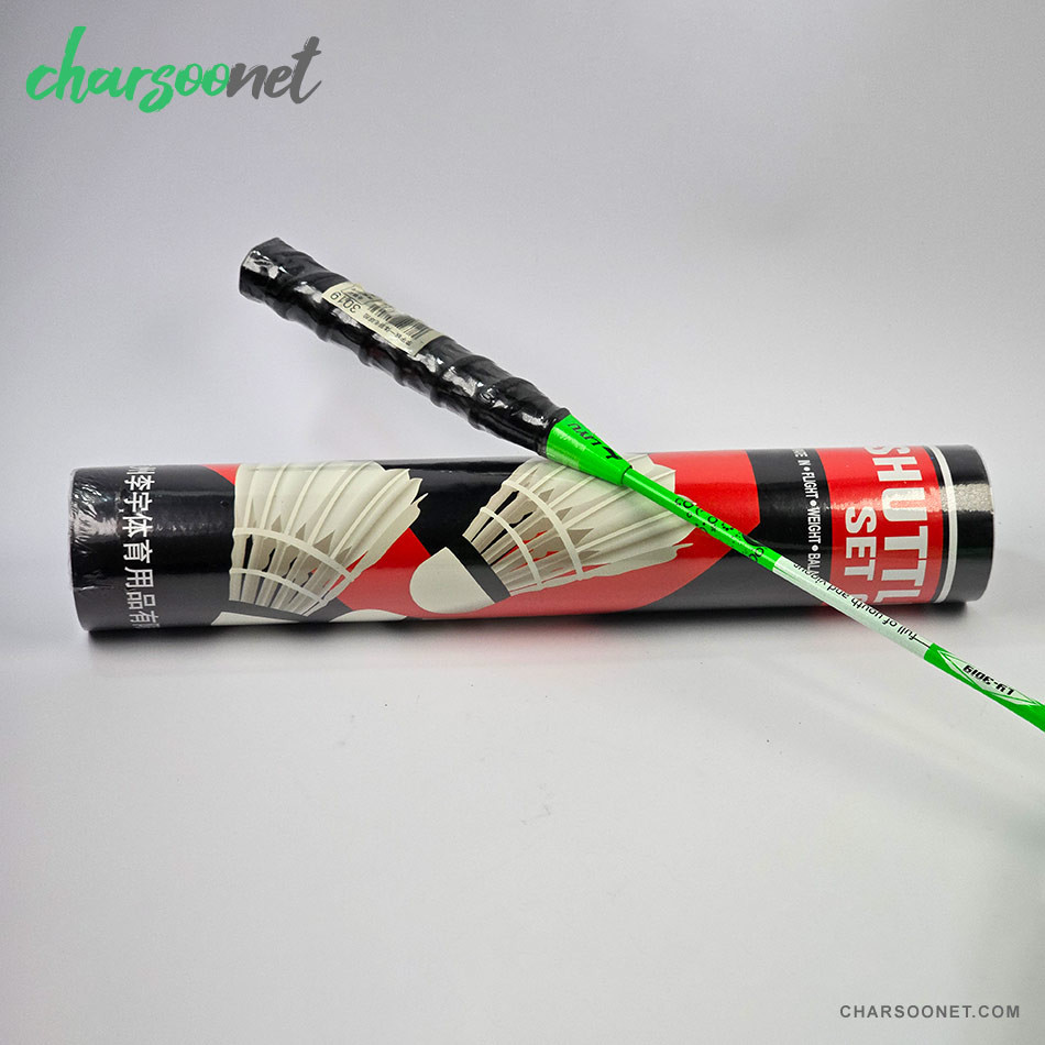 راکت بدمینتون دوعددی همراه کاور و 12عدد توپ