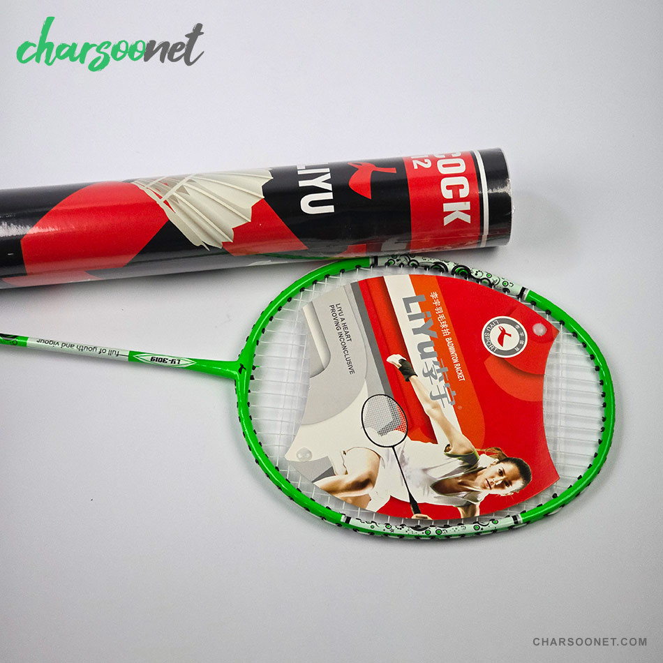 راکت بدمینتون دوعددی همراه کاور و 12عدد توپ