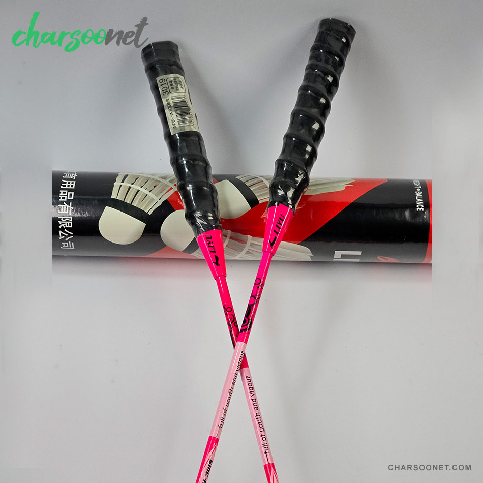 راکت بدمینتون دوعددی همراه کاور و 12عدد توپ