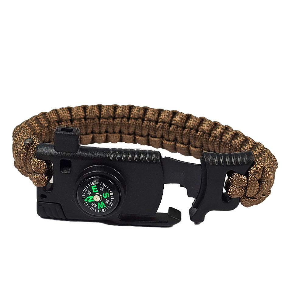 دستبند پاراکورد تاکتیکال همراه قطب نما و چاقوی مخفی و آتش زنه