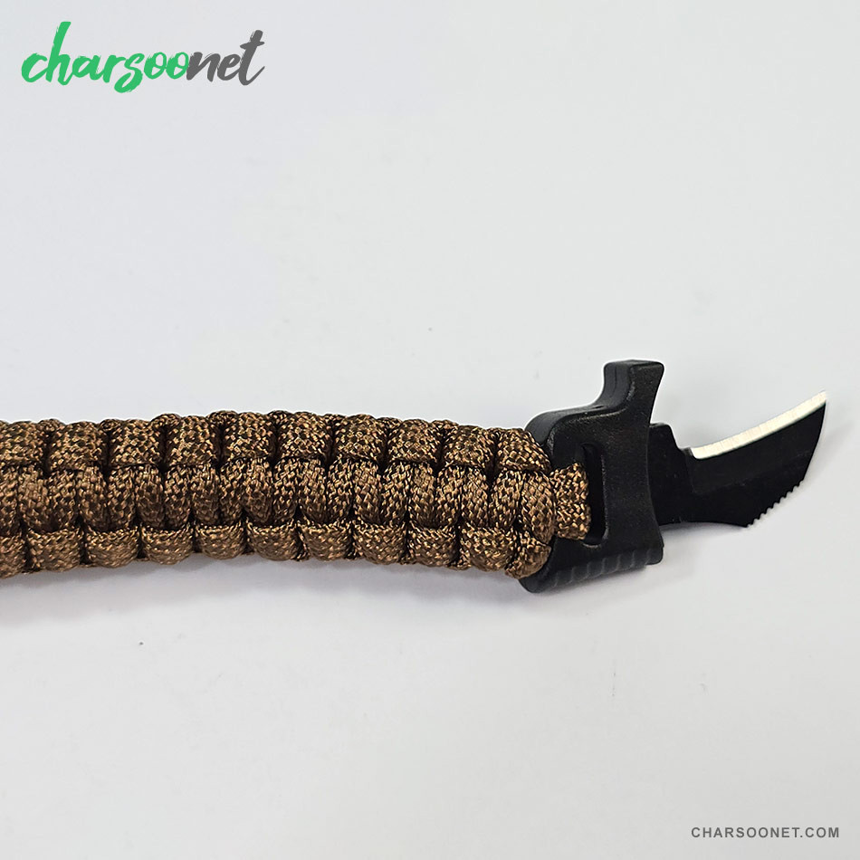 دستبند پاراکورد تاکتیکال همراه قطب نما و چاقوی مخفی و آتش زنه