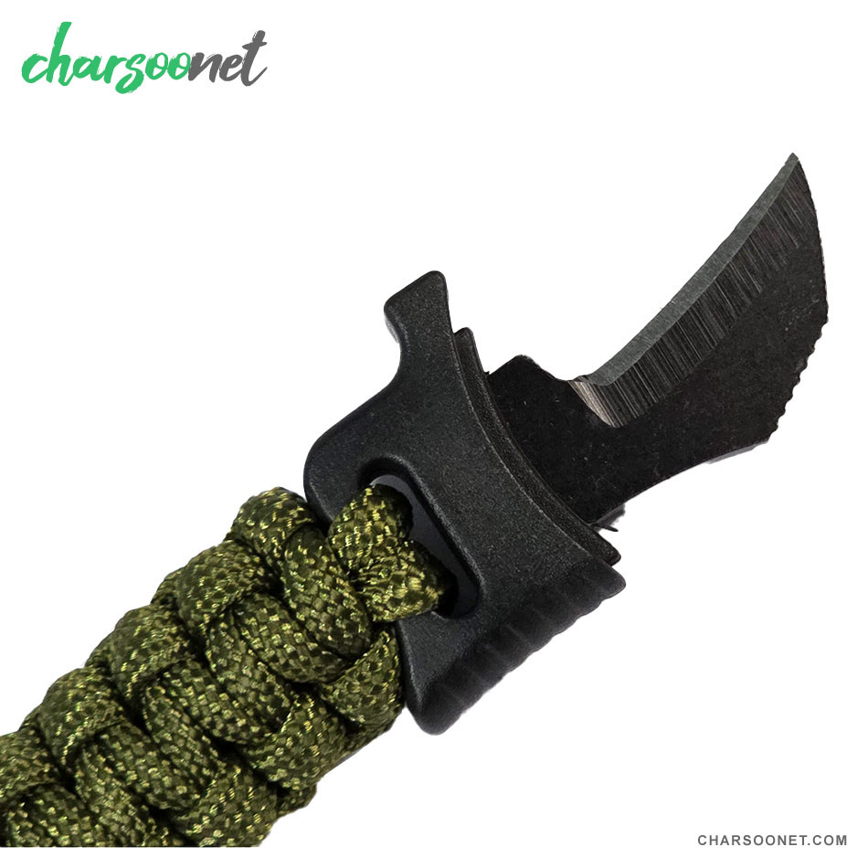 دستبند پاراکورد تاکتیکال همراه قطب نما و چاقوی مخفی و آتش زنه